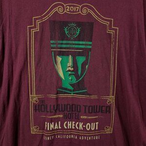Disney Parks Hollywood Tower Hotel Final Check Out T-Shirt 2017 Burgundy XL